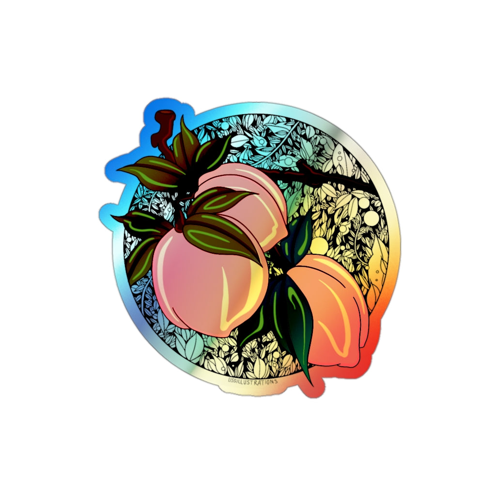 Holographic Peach Line Art